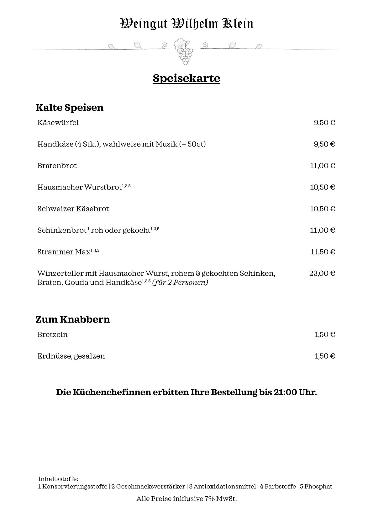 Speisekarte
